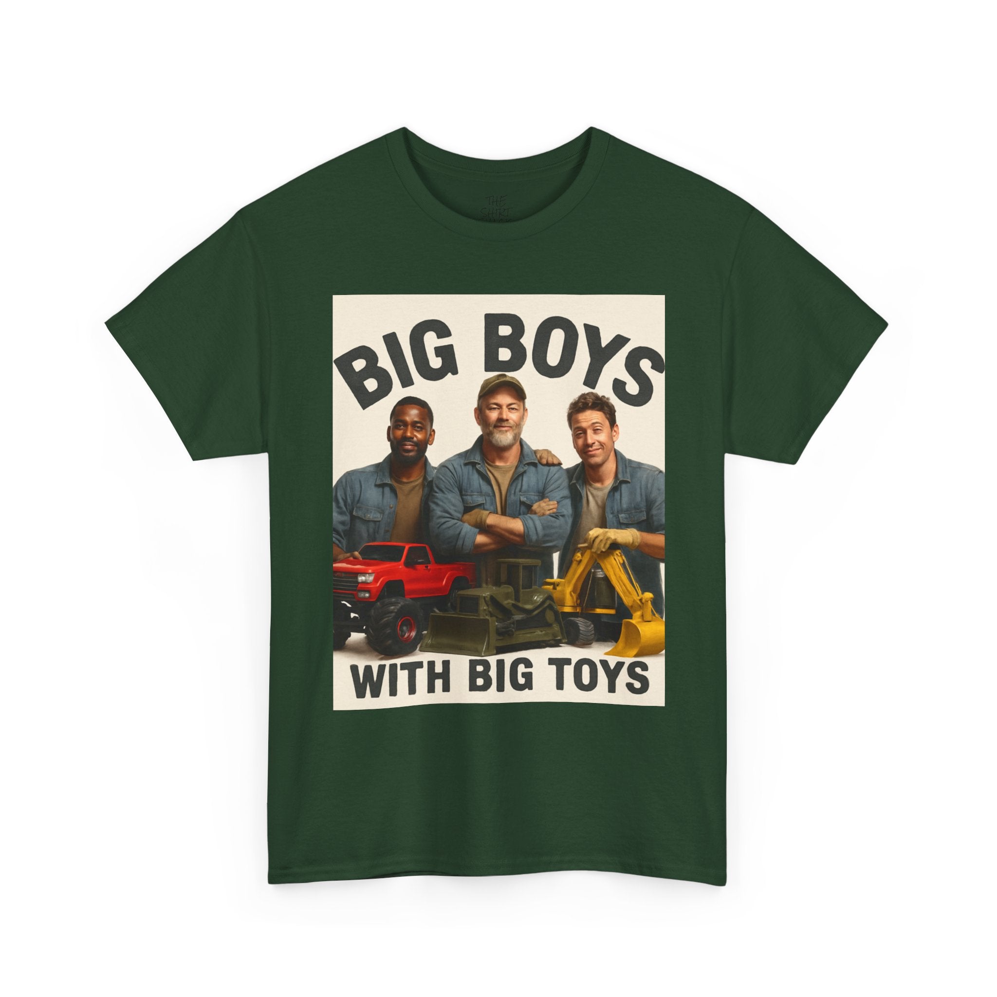 Big Boys with Big Toys Unisex Heavy Cotton Tee, Funny Graphic Tee, Gift for Dads, Father's Day, Construction Theme Shirt, Casual Wear - THE SHIRT SHACK