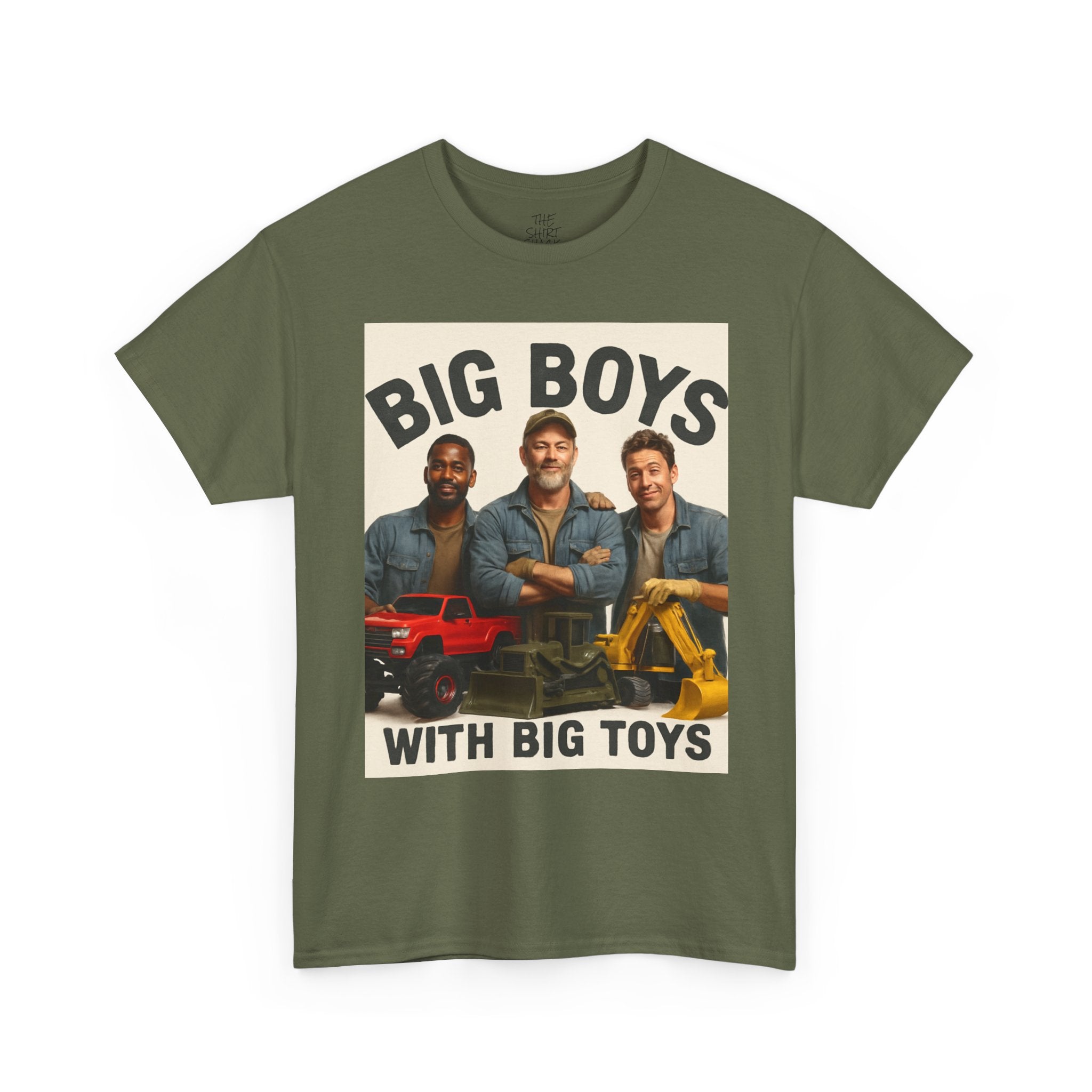 Big Boys with Big Toys Unisex Heavy Cotton Tee, Funny Graphic Tee, Gift for Dads, Father's Day, Construction Theme Shirt, Casual Wear - THE SHIRT SHACK