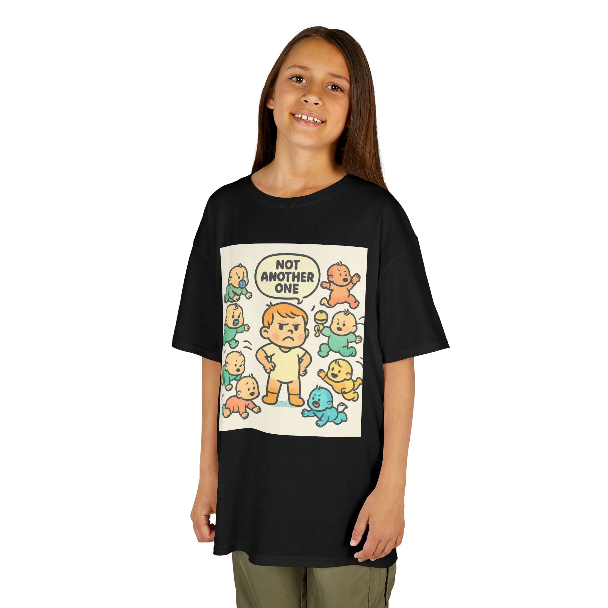 Funny Kids Tee, Kids Heavy Cotton T-Shirt, Gift for New Siblings, Cute Baby Theme Shirt, Playful Family Humor Outfit