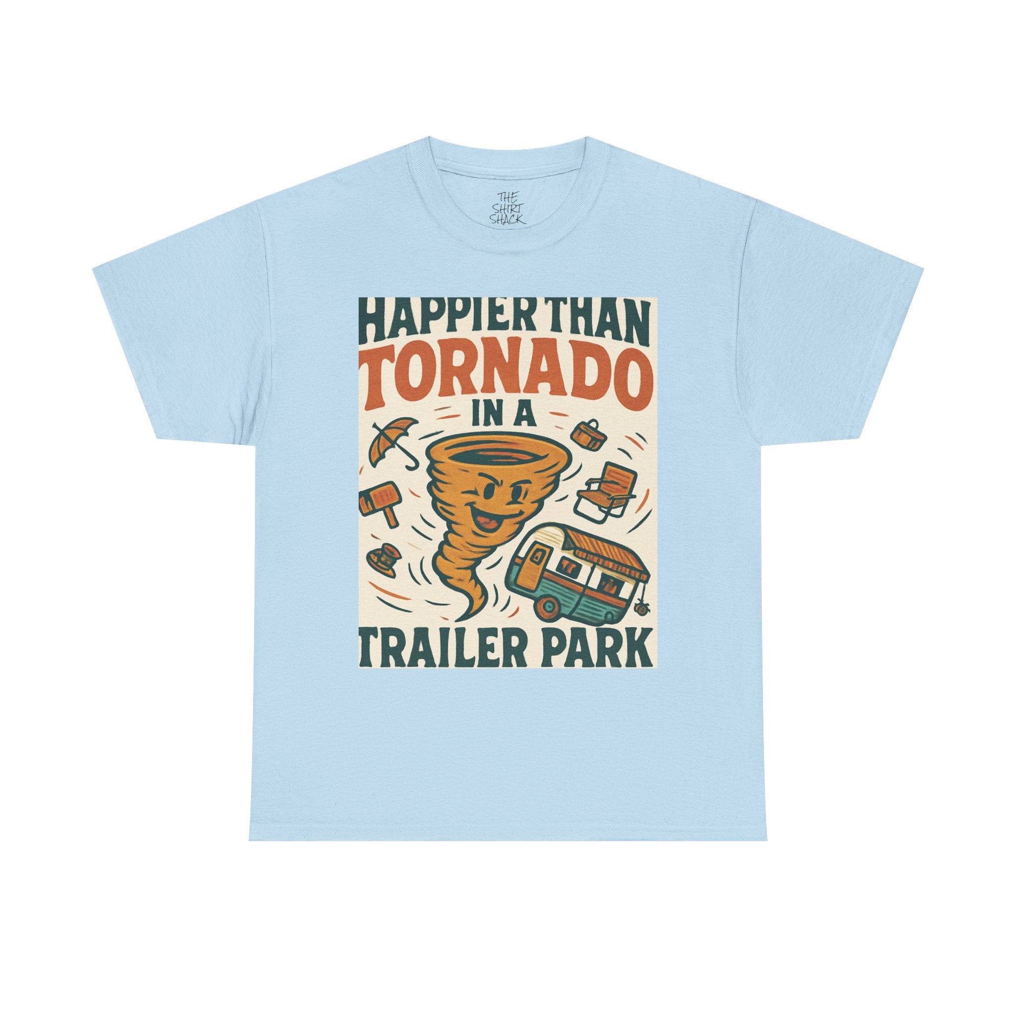 Happier Than a Tornado Unisex Tee, Funny Graphic T-Shirt, Casual Wear, Gift for Tornado Lovers, Humor Shirt, Nature Enthusiasts - THE SHIRT SHACK