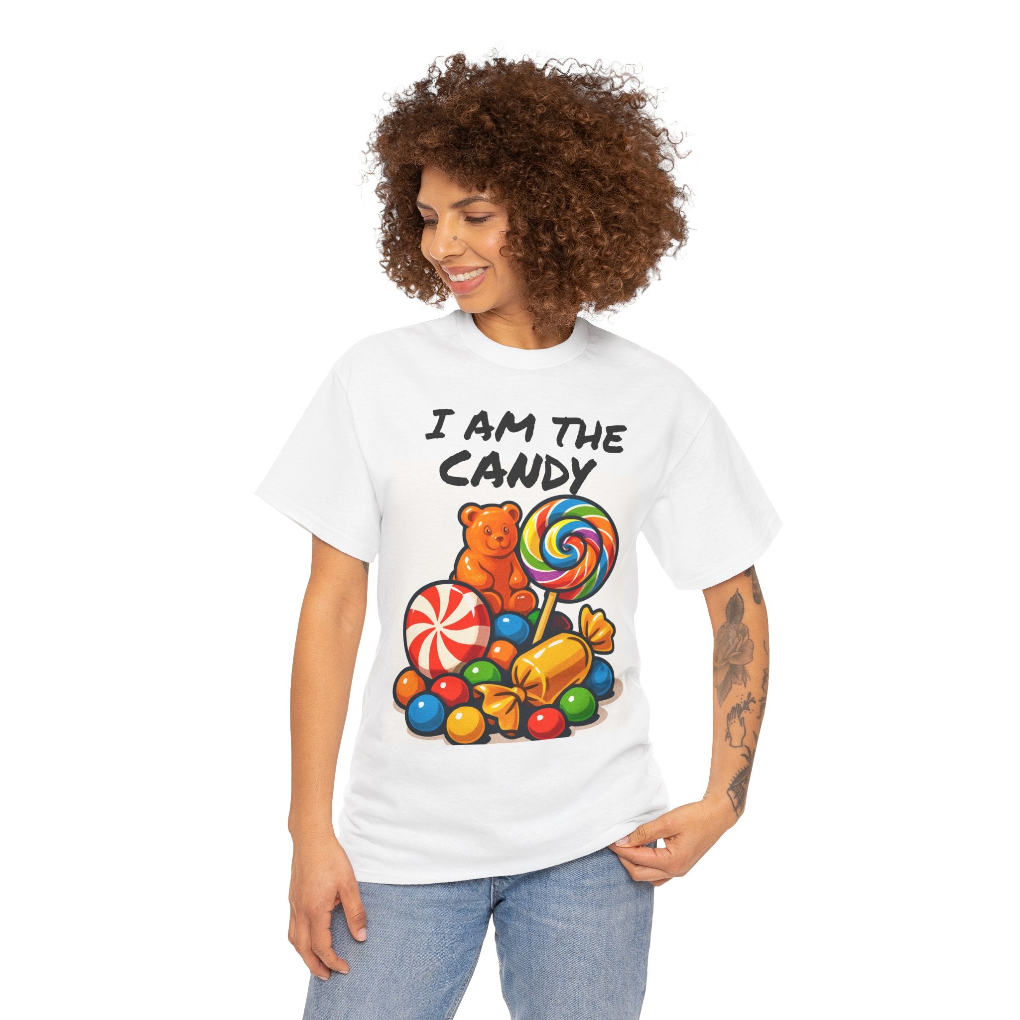 Candy-Themed Unisex Tee, Fun Gift for Sweet Tooth, Cute Casual Wear, Perfect for Birthdays, Halloween, Candy Lovers - THE SHIRT SHACK