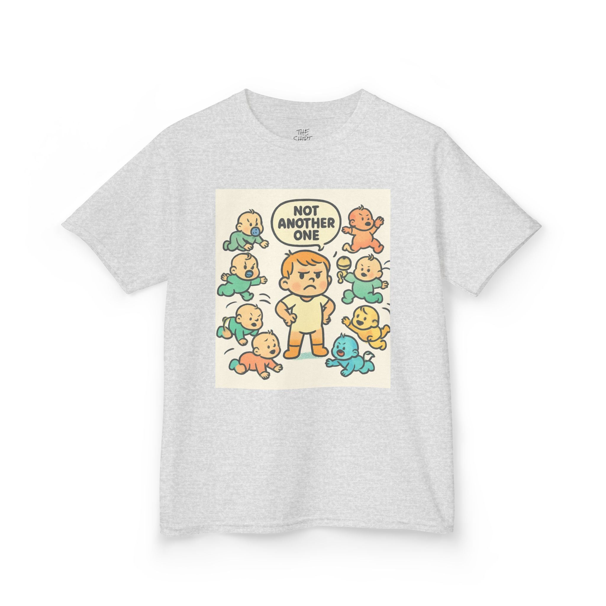 Funny Kids Tee, Kids Heavy Cotton T-Shirt, Gift for New Siblings, Cute Baby Theme Shirt, Playful Family Humor Outfit