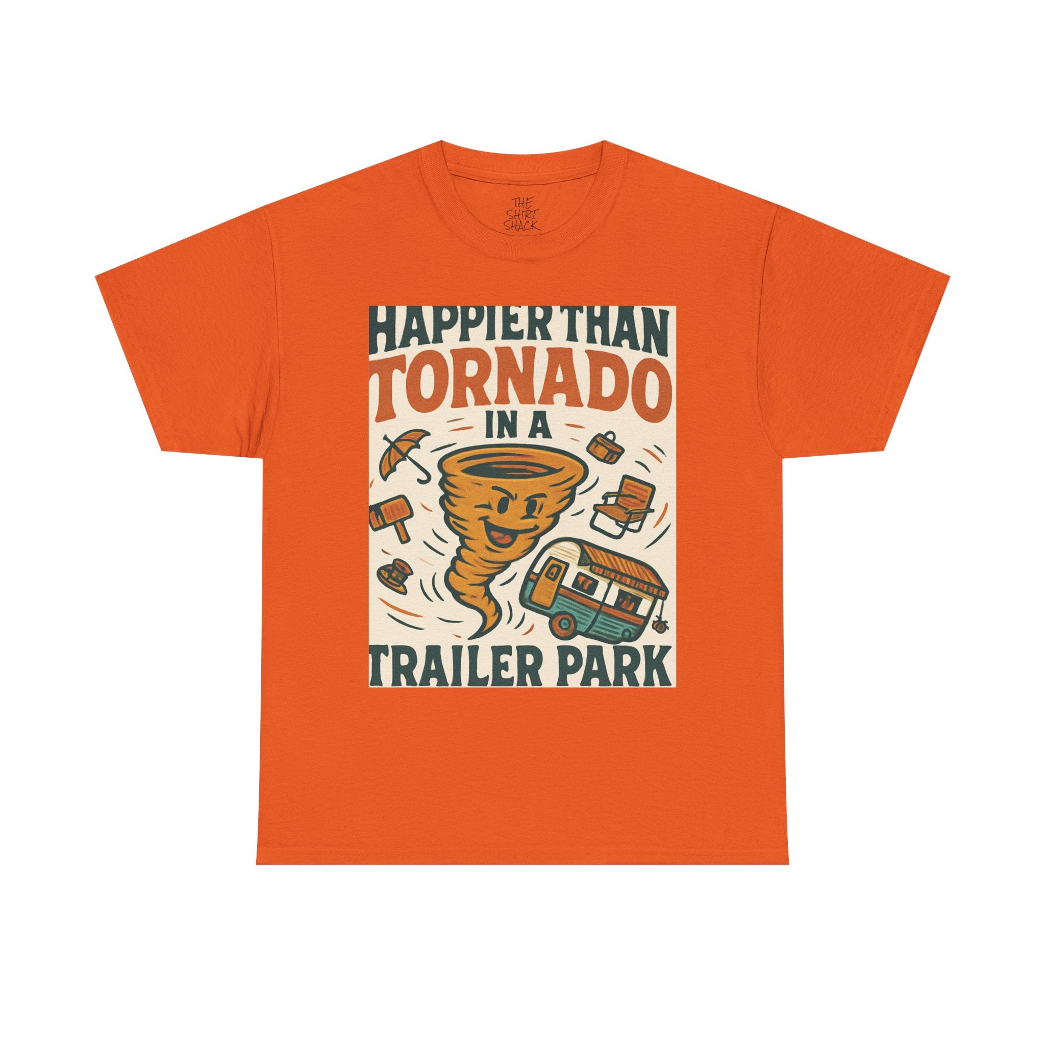 Happier Than a Tornado Unisex Tee, Funny Graphic T-Shirt, Casual Wear, Gift for Tornado Lovers, Humor Shirt, Nature Enthusiasts - THE SHIRT SHACK