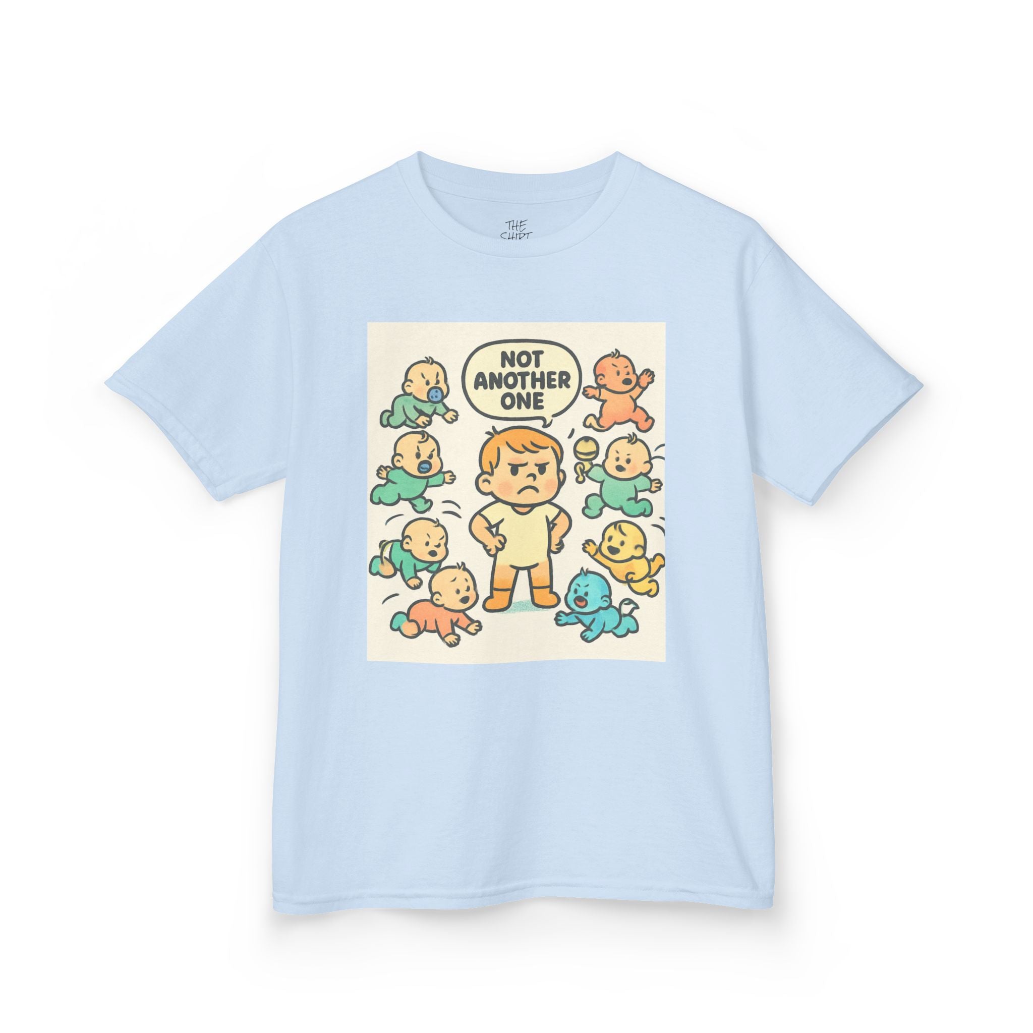 Funny Kids Tee, Kids Heavy Cotton T-Shirt, Gift for New Siblings, Cute Baby Theme Shirt, Playful Family Humor Outfit