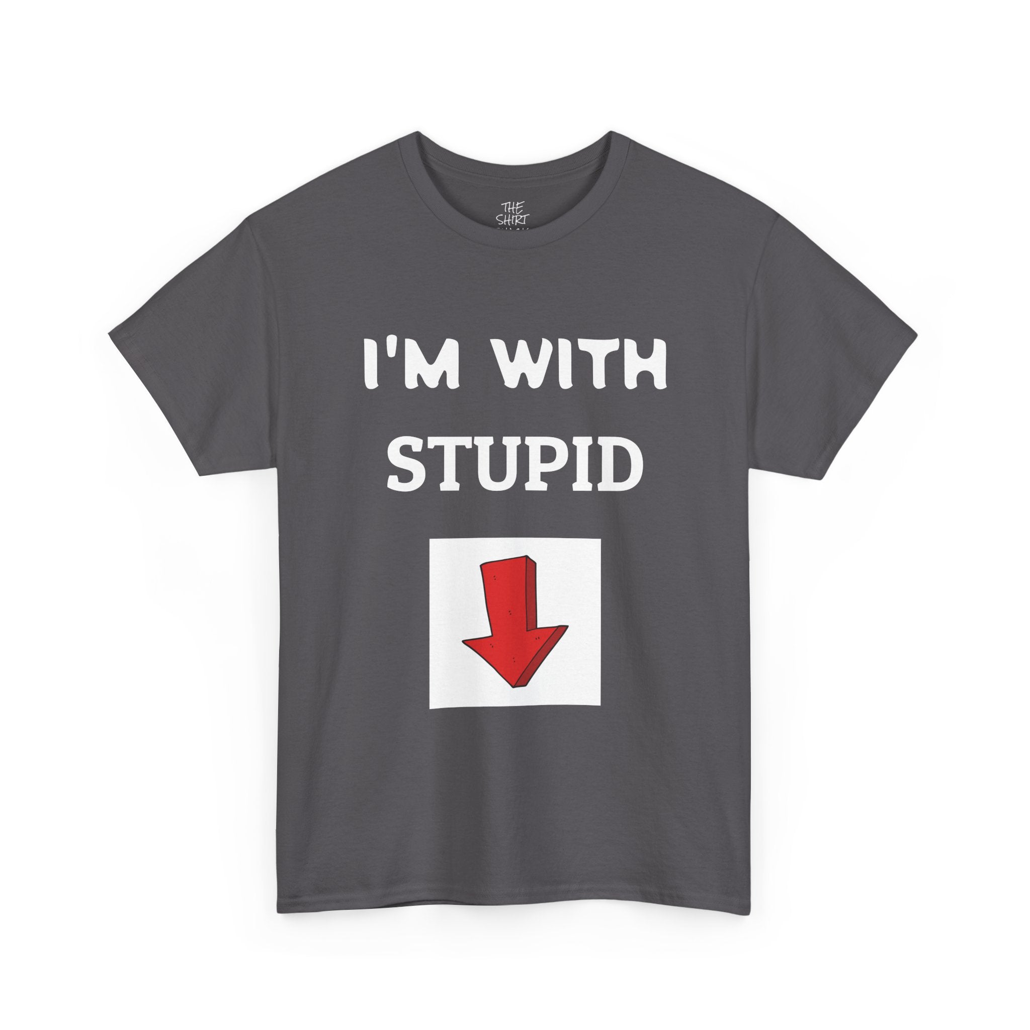 Funny Unisex Heavy Cotton Tee - I'm With Stupid T-Shirt, Humorous Gift, Casual Wear, Party Shirt, Unisex Graphic Tee