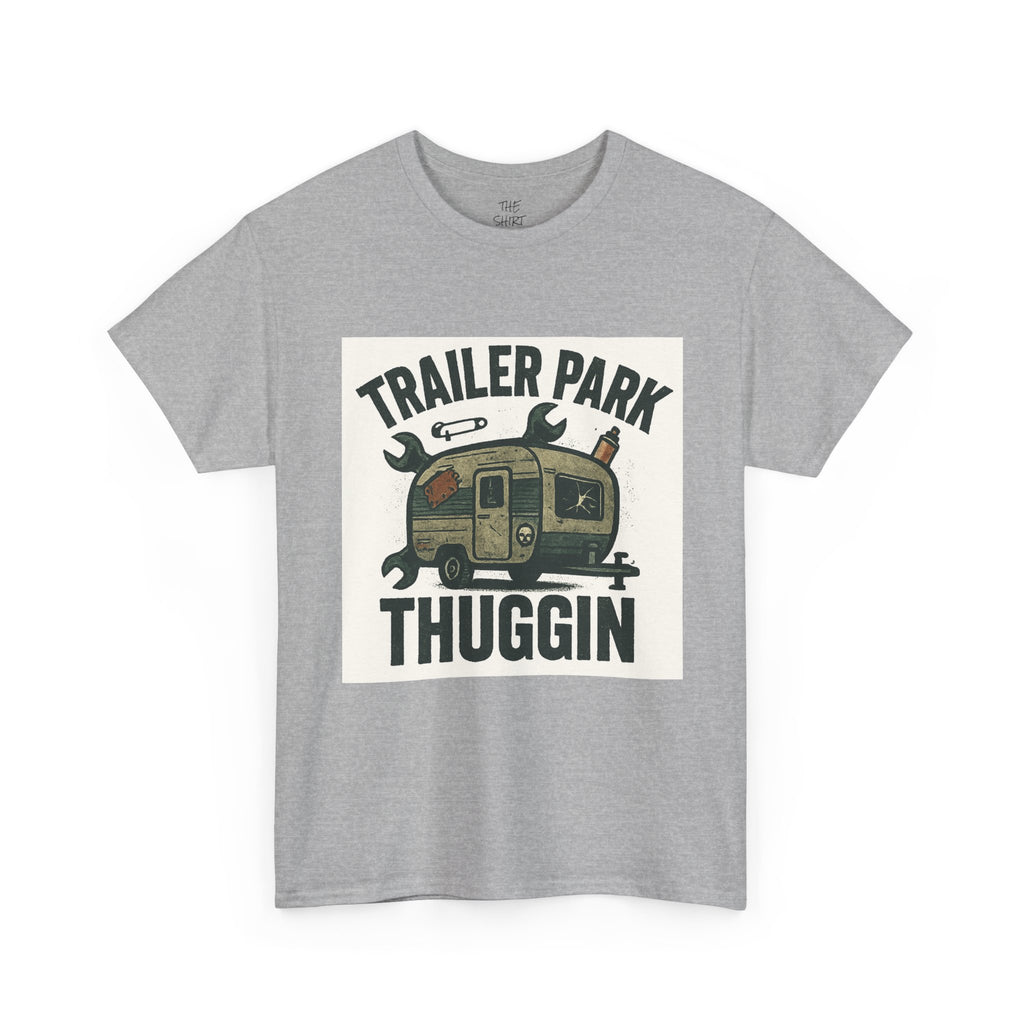 Trailer Park Thuggin' Unisex Heavy Cotton Tee - Casual Wear, Gift for Campers, Funny Shirt, Outdoor Apparel, RV Lifestyle