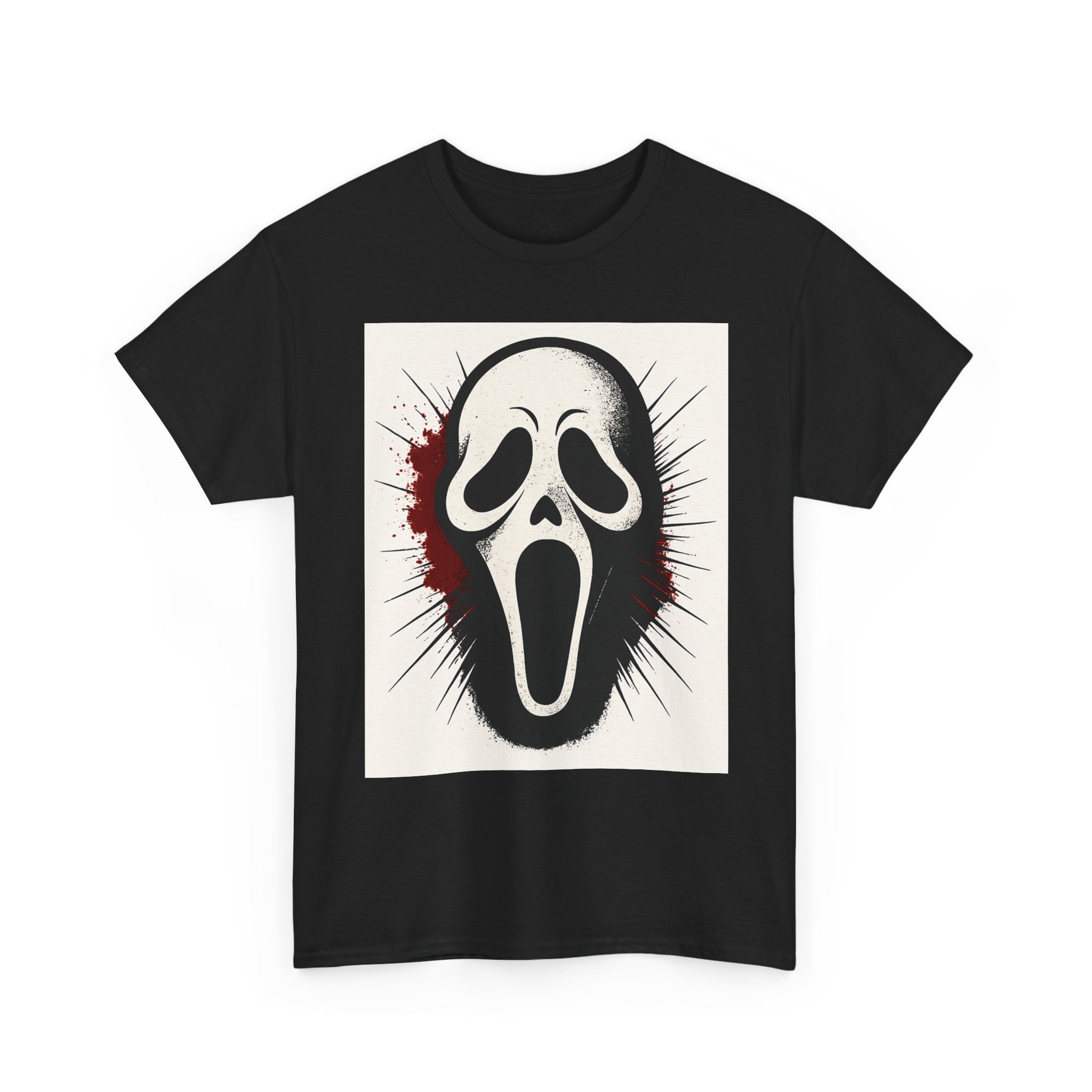Scream Mask Unisex Heavy Cotton Tee, Scary T-Shirt, Horror Merchandise, Halloween Costume, Gothic Apparel, Spooky Shirt - THE SHIRT SHACK
