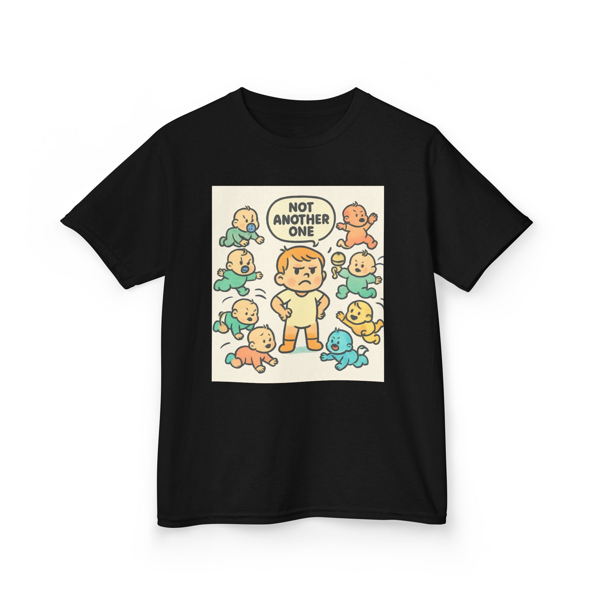 Funny Kids Tee, Kids Heavy Cotton T-Shirt, Gift for New Siblings, Cute Baby Theme Shirt, Playful Family Humor Outfit