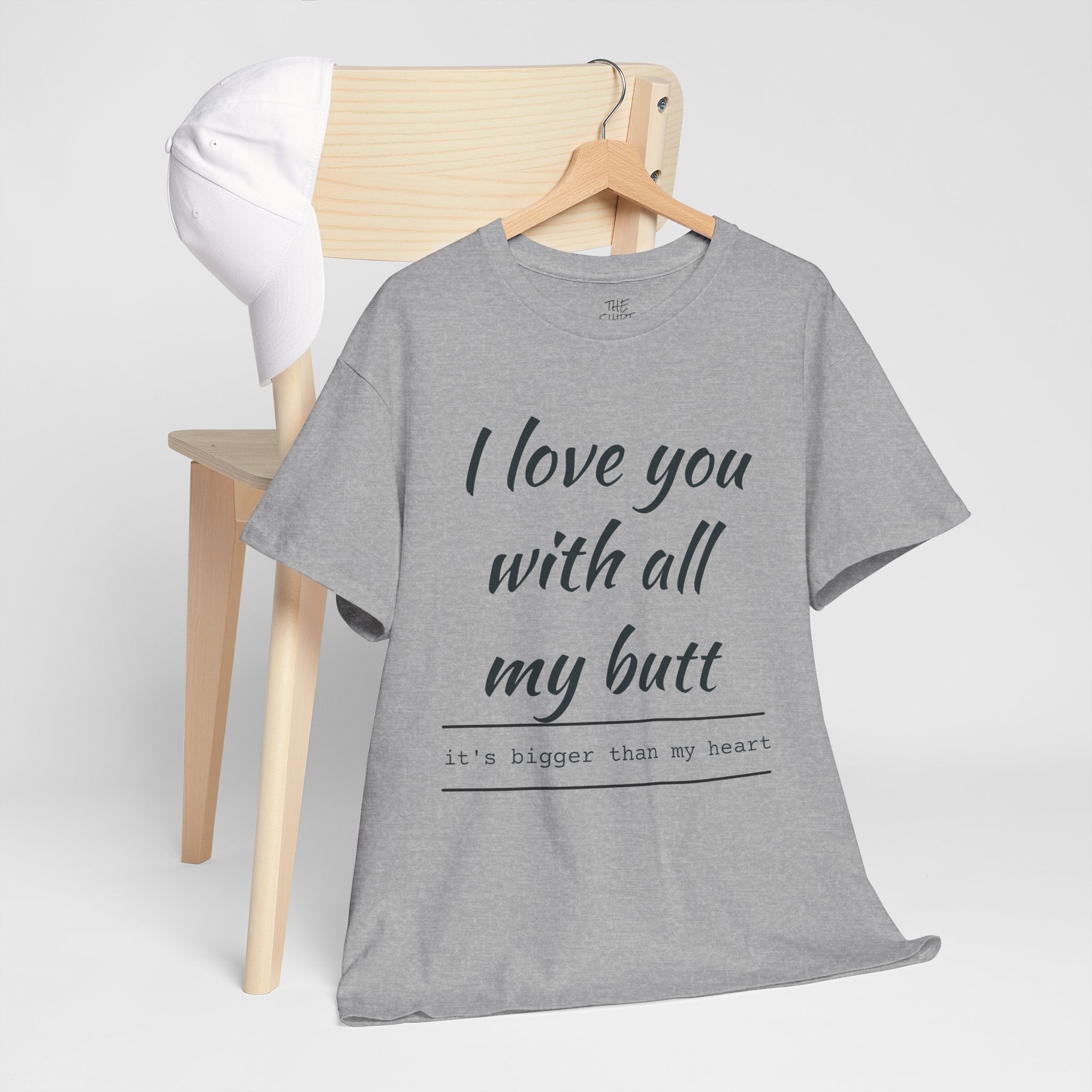 Funny Love Quote Tee, I Love You With All My Butt, Unisex Cotton T-Shirt, Gift for Couples, Playful Relationship Shirt, Valentine's Day Gift