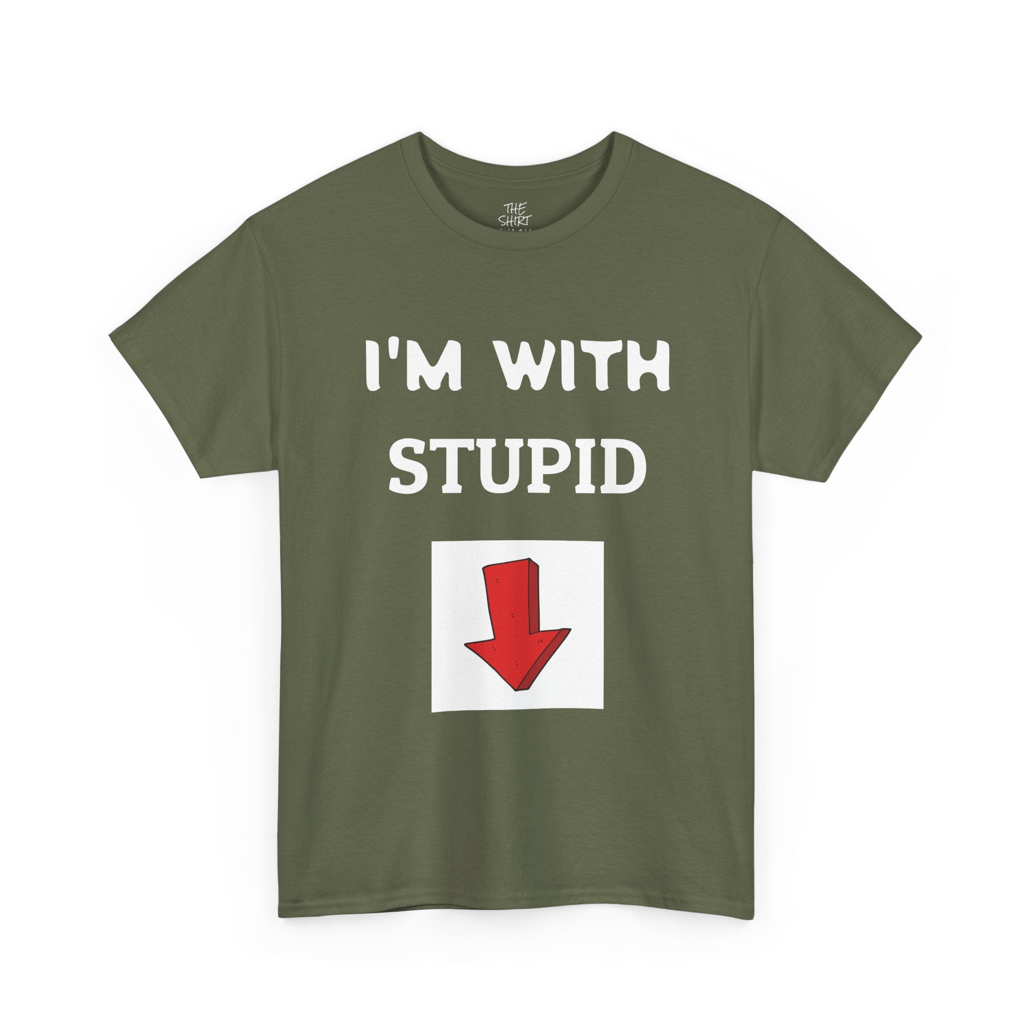 Funny Unisex Heavy Cotton Tee - I'm With Stupid T-Shirt, Humorous Gift, Casual Wear, Party Shirt, Unisex Graphic Tee