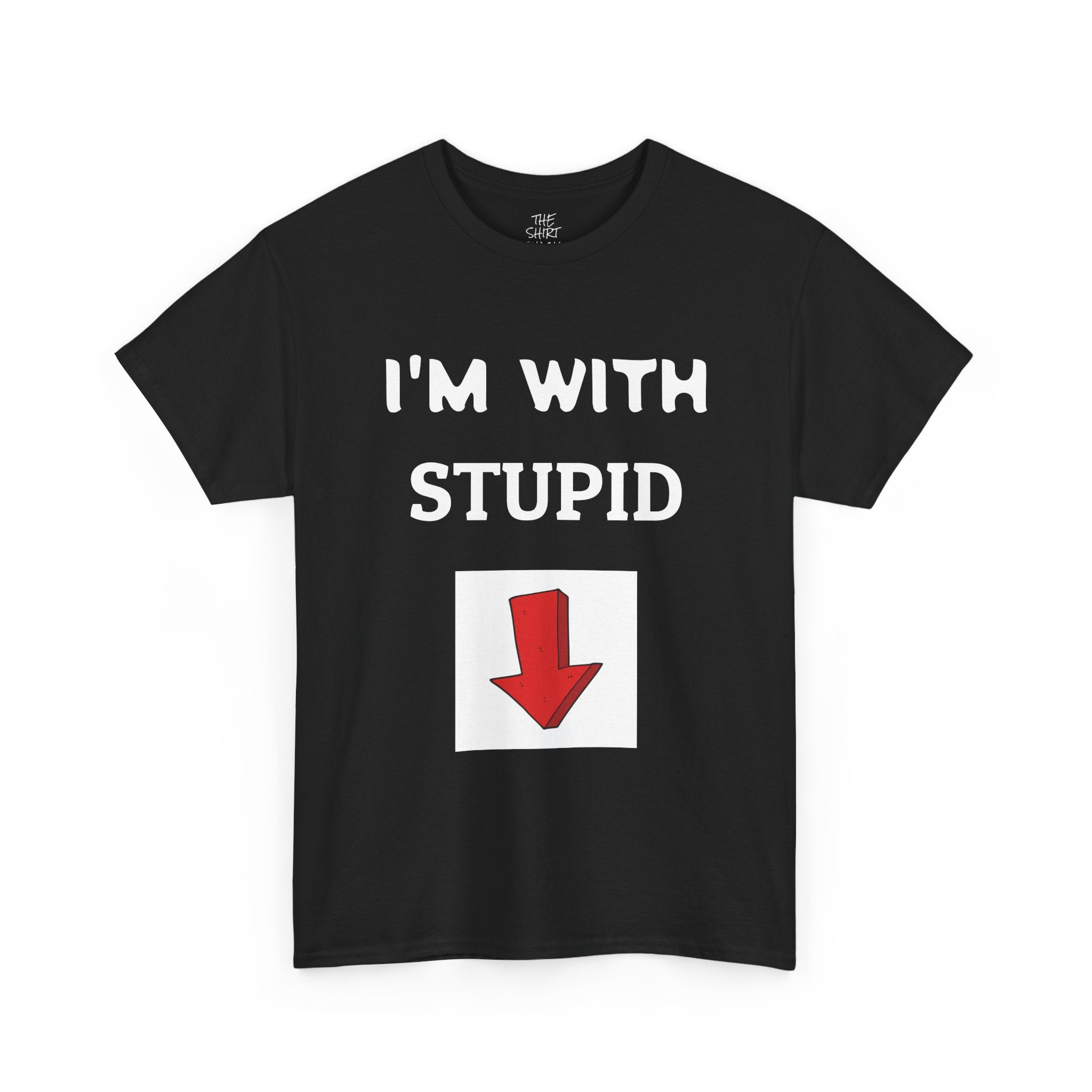Funny Unisex Heavy Cotton Tee - I'm With Stupid T-Shirt, Humorous Gift, Casual Wear, Party Shirt, Unisex Graphic Tee