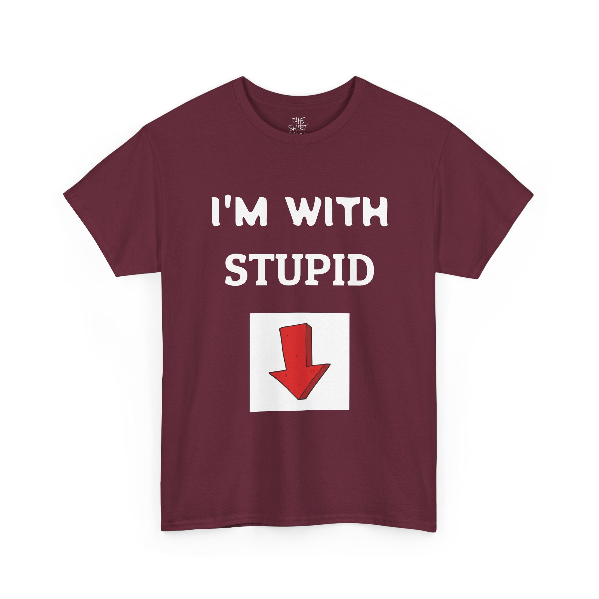 Funny Unisex Heavy Cotton Tee - I'm With Stupid T-Shirt, Humorous Gift, Casual Wear, Party Shirt, Unisex Graphic Tee