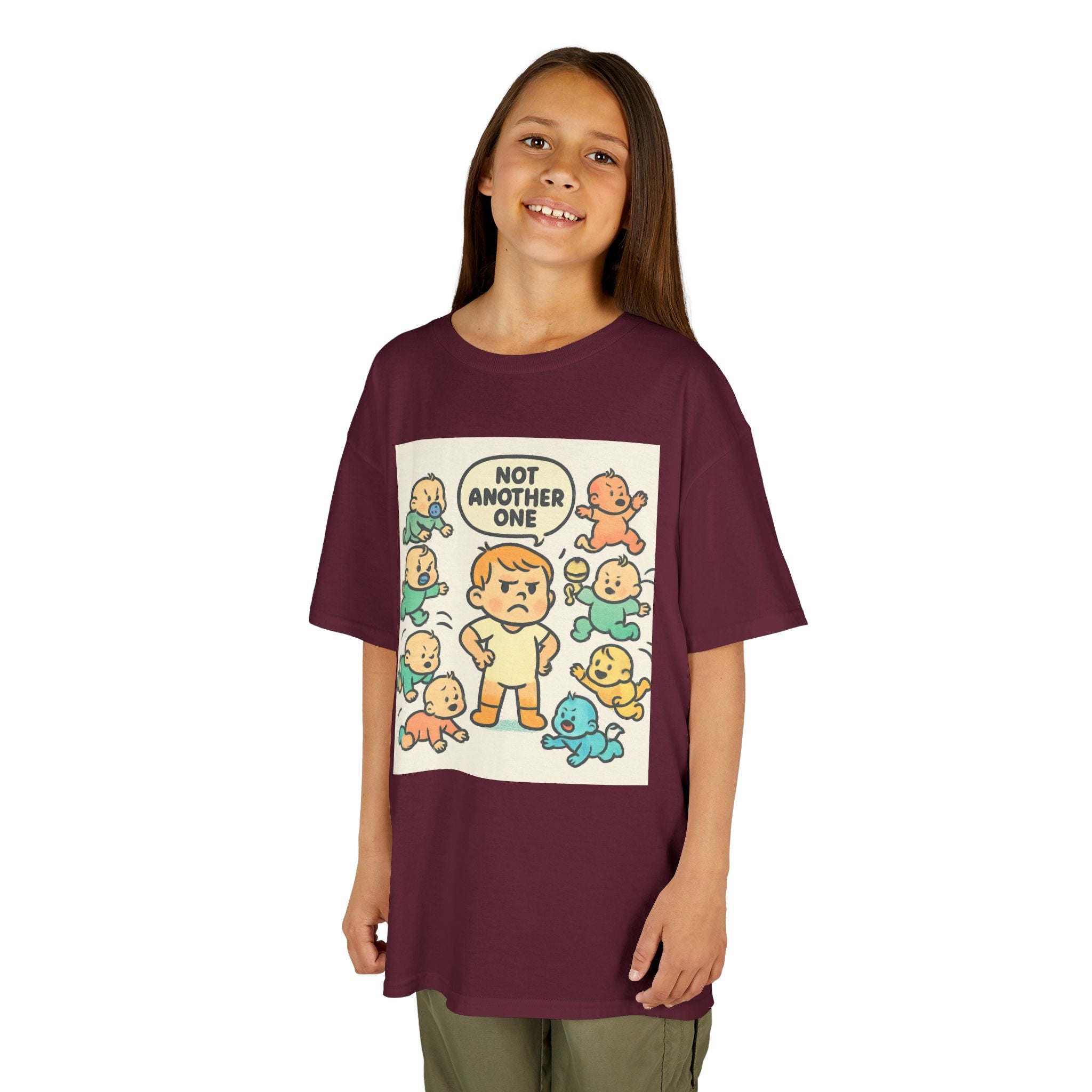 Funny Kids Tee, Kids Heavy Cotton T-Shirt, Gift for New Siblings, Cute Baby Theme Shirt, Playful Family Humor Outfit