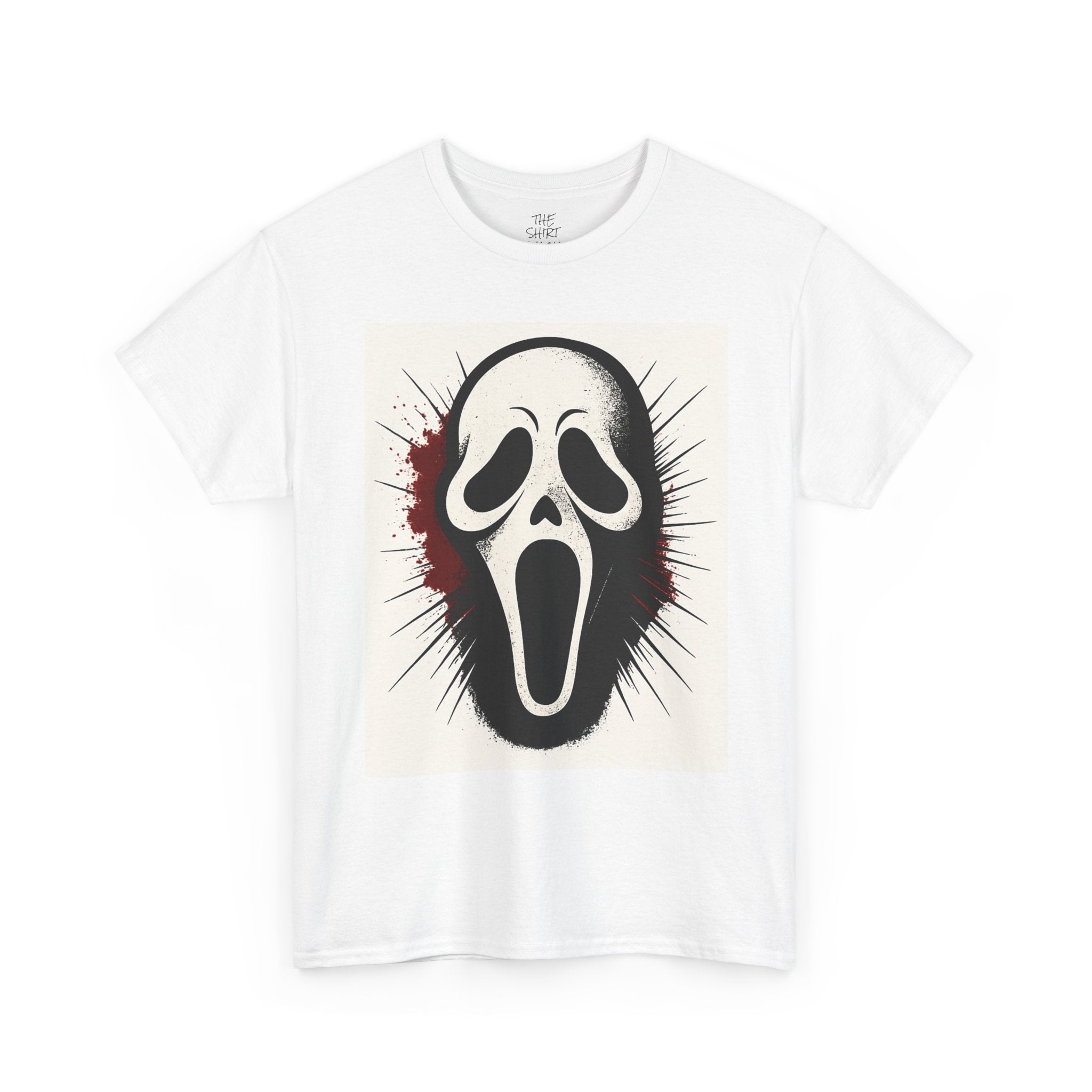 Scream Mask Unisex Heavy Cotton Tee, Scary T-Shirt, Horror Merchandise, Halloween Costume, Gothic Apparel, Spooky Shirt - THE SHIRT SHACK