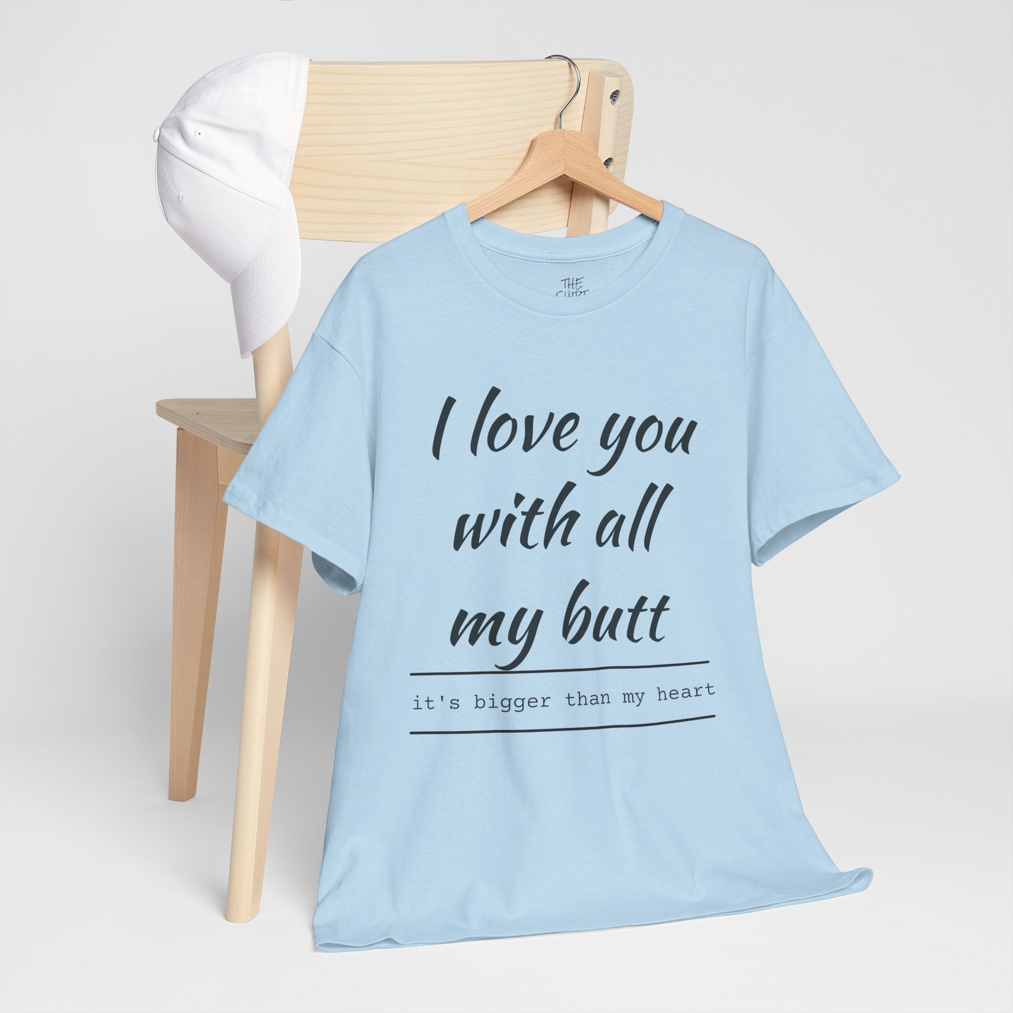 Funny Love Quote Tee, I Love You With All My Butt, Unisex Cotton T-Shirt, Gift for Couples, Playful Relationship Shirt, Valentine's Day Gift