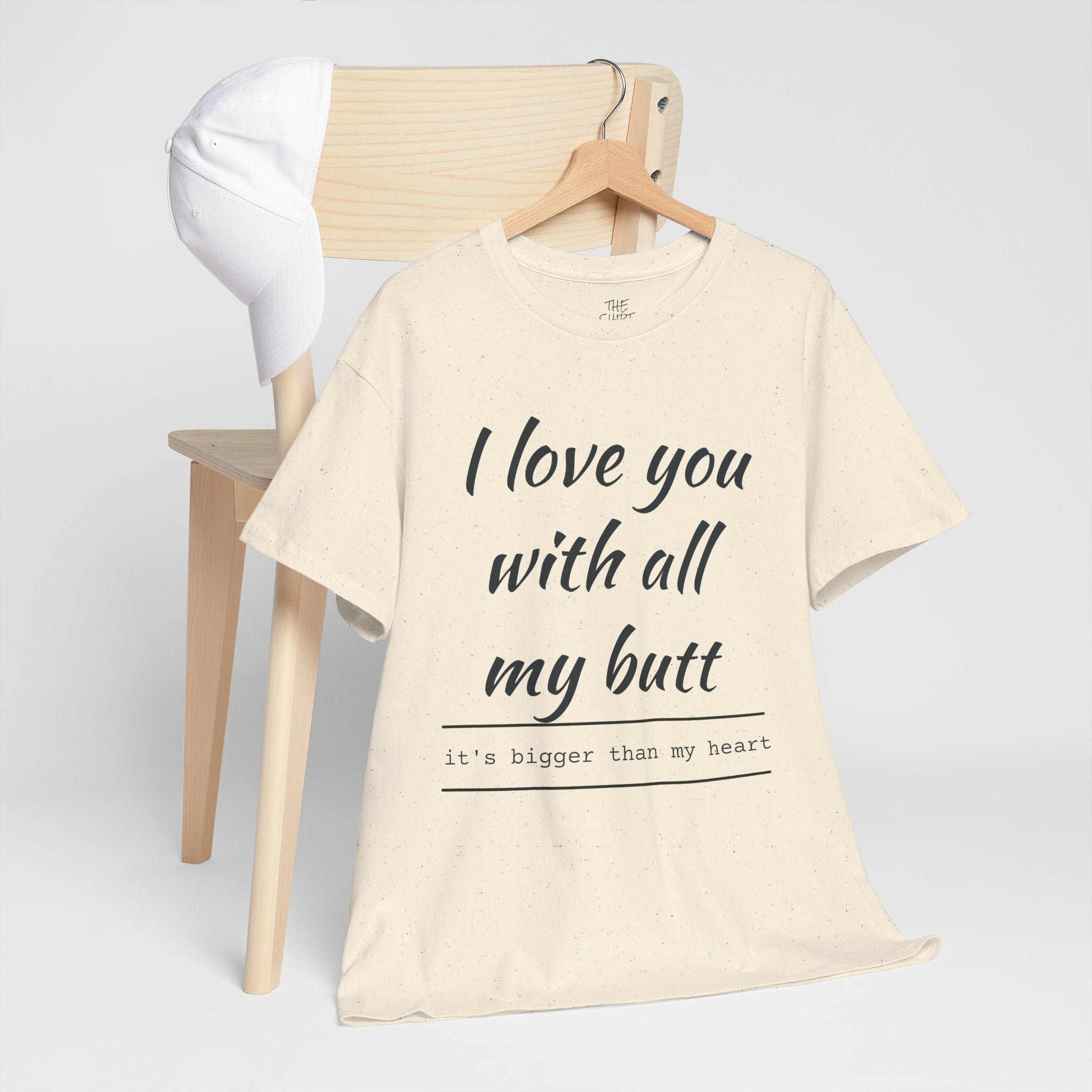 Funny Love Quote Tee, I Love You With All My Butt, Unisex Cotton T-Shirt, Gift for Couples, Playful Relationship Shirt, Valentine's Day Gift