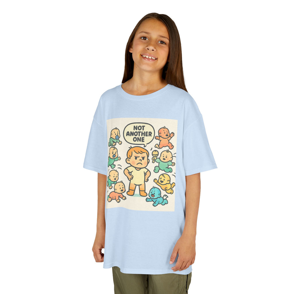 Funny Kids Tee, Kids Heavy Cotton T-Shirt, Gift for New Siblings, Cute Baby Theme Shirt, Playful Family Humor Outfit