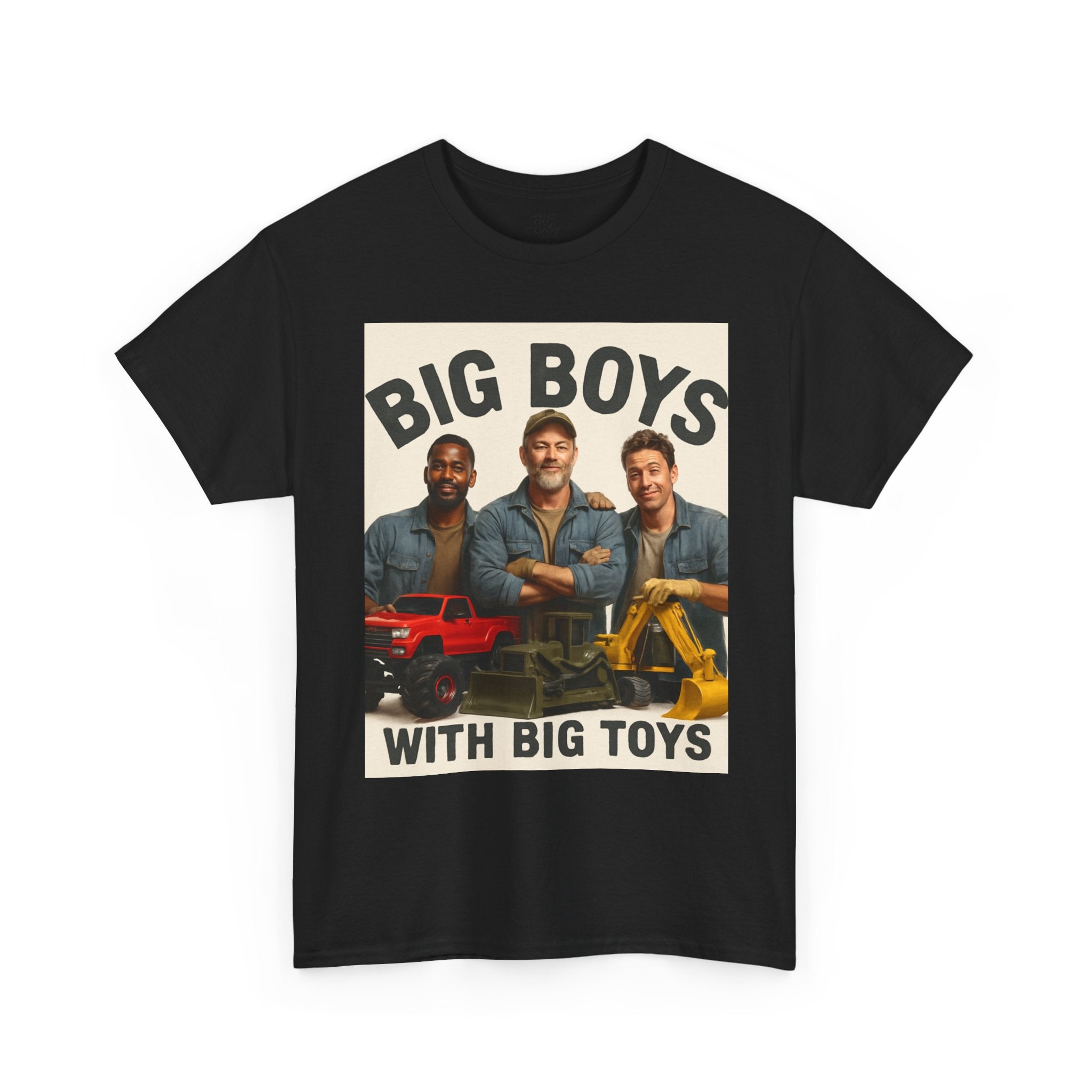Big Boys with Big Toys Unisex Heavy Cotton Tee, Funny Graphic Tee, Gift for Dads, Father's Day, Construction Theme Shirt, Casual Wear - THE SHIRT SHACK