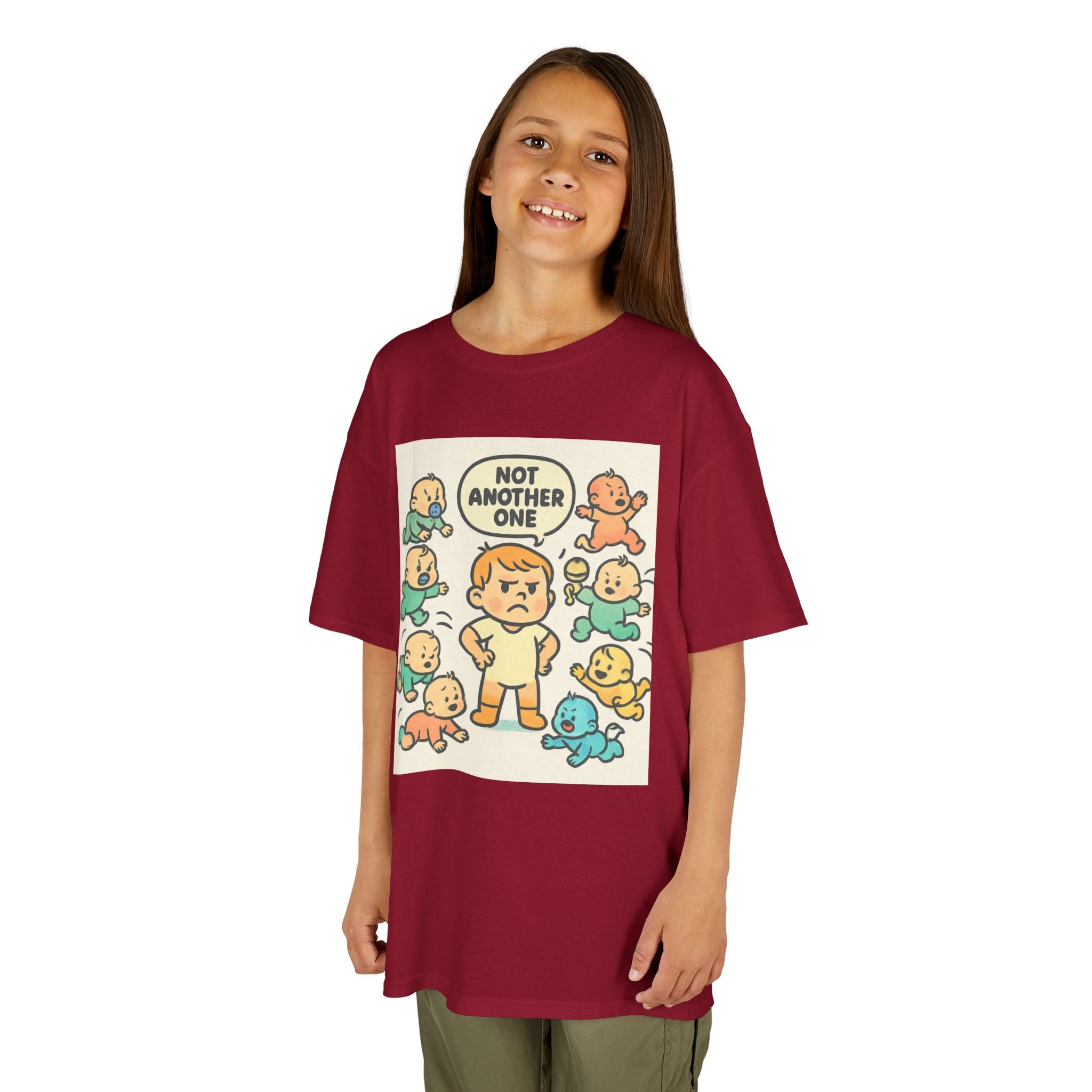 Funny Kids Tee, Kids Heavy Cotton T-Shirt, Gift for New Siblings, Cute Baby Theme Shirt, Playful Family Humor Outfit