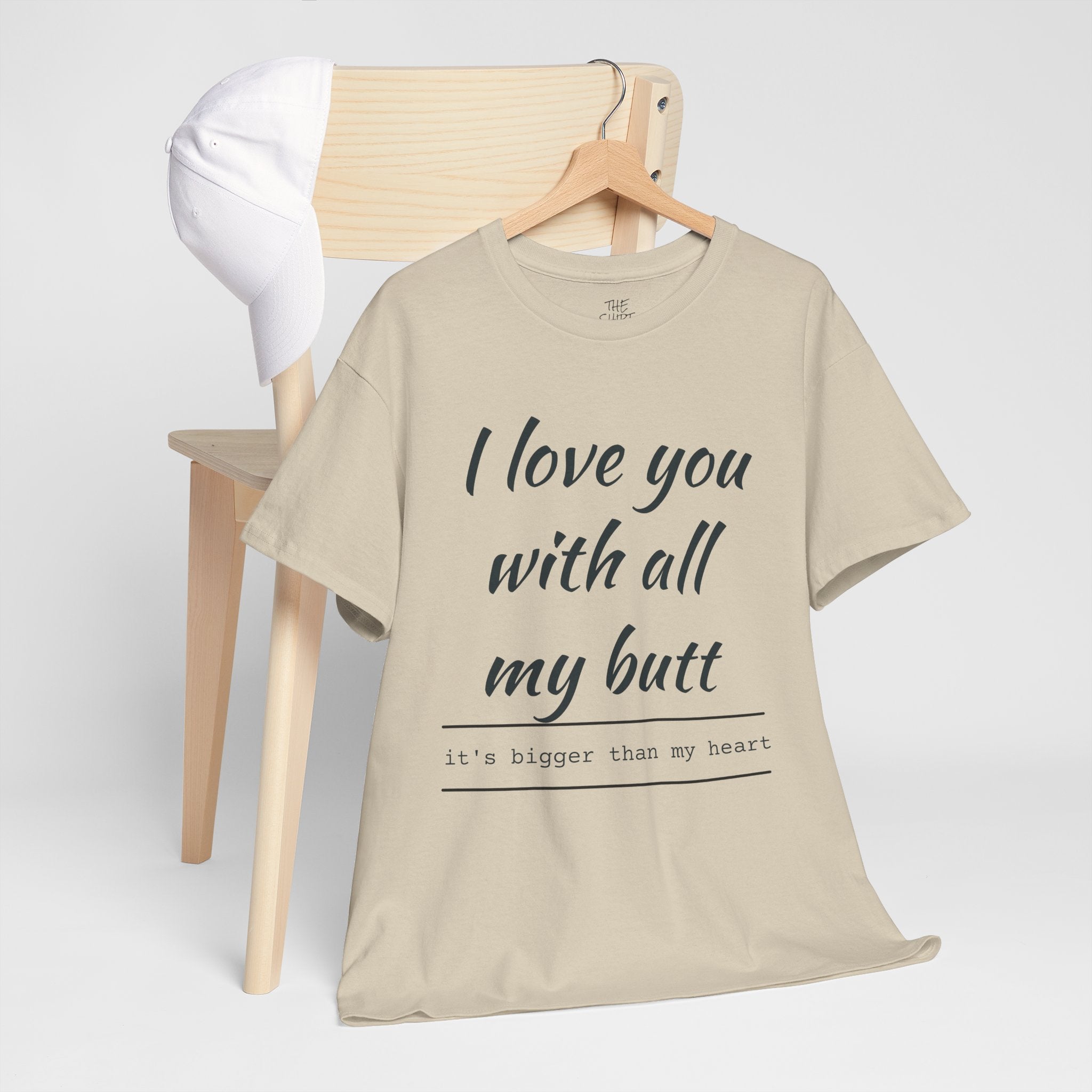 Funny Love Quote Tee, I Love You With All My Butt, Unisex Cotton T-Shirt, Gift for Couples, Playful Relationship Shirt, Valentine's Day Gift